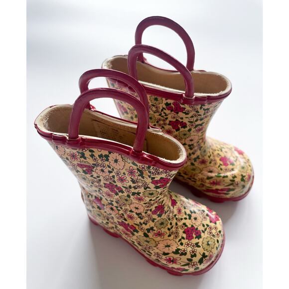 Baby Girl's Vintage Old Navy Floral Rubber Rain Boots Size 12-18 Months - Picture 3 of 7